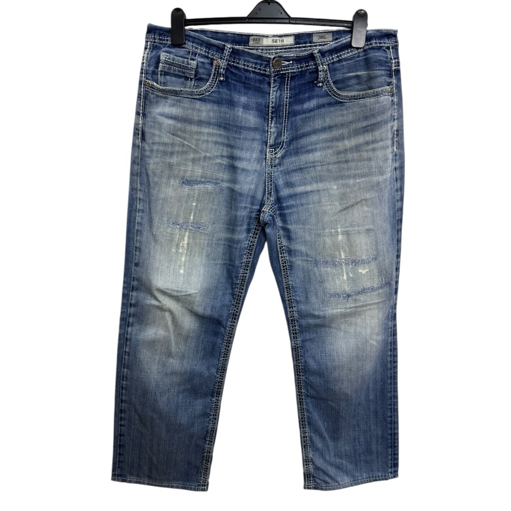 BKE Men's Faded Blue Straight Jeans Size 38/32 *524